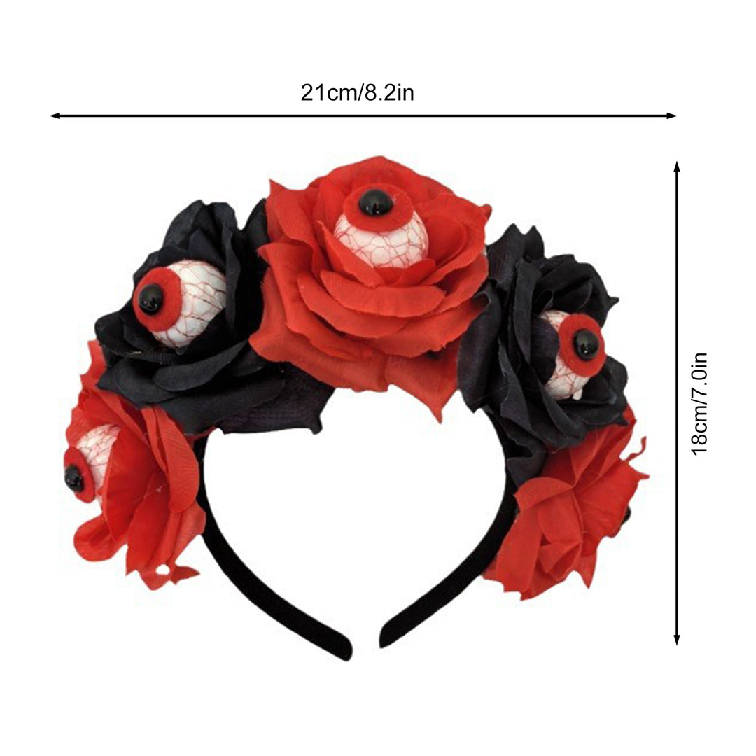 Halloween Hair Hoop Handmade Simulated Eyeball Rose Headband Horror Elastic Headband Head Protection Accessory Image 11