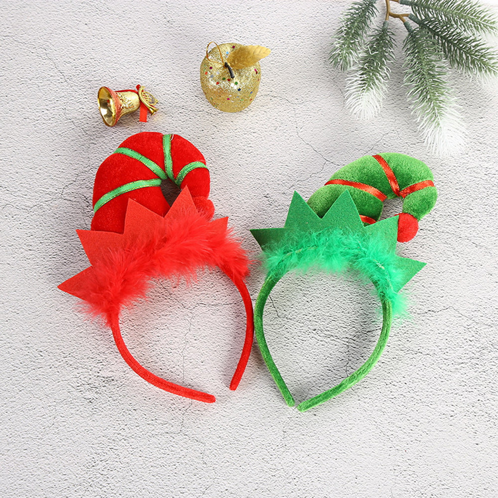 Elf Theme Hair Hoop Bright Colors Plush Bottom Hat Decor Headband Halloween Christmas Elf Headpiece Hair Accessory Image 2