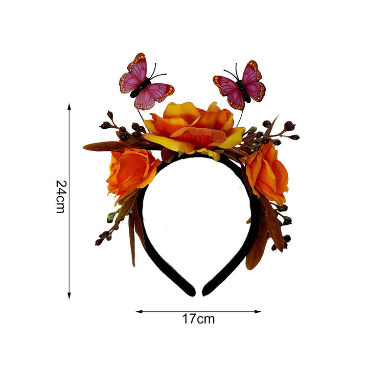 Hair Hoop Halloween Imitation Rose Butterflies Decor Headband Elastic Headpiece Costume Cosplay Party Accessory Image 9