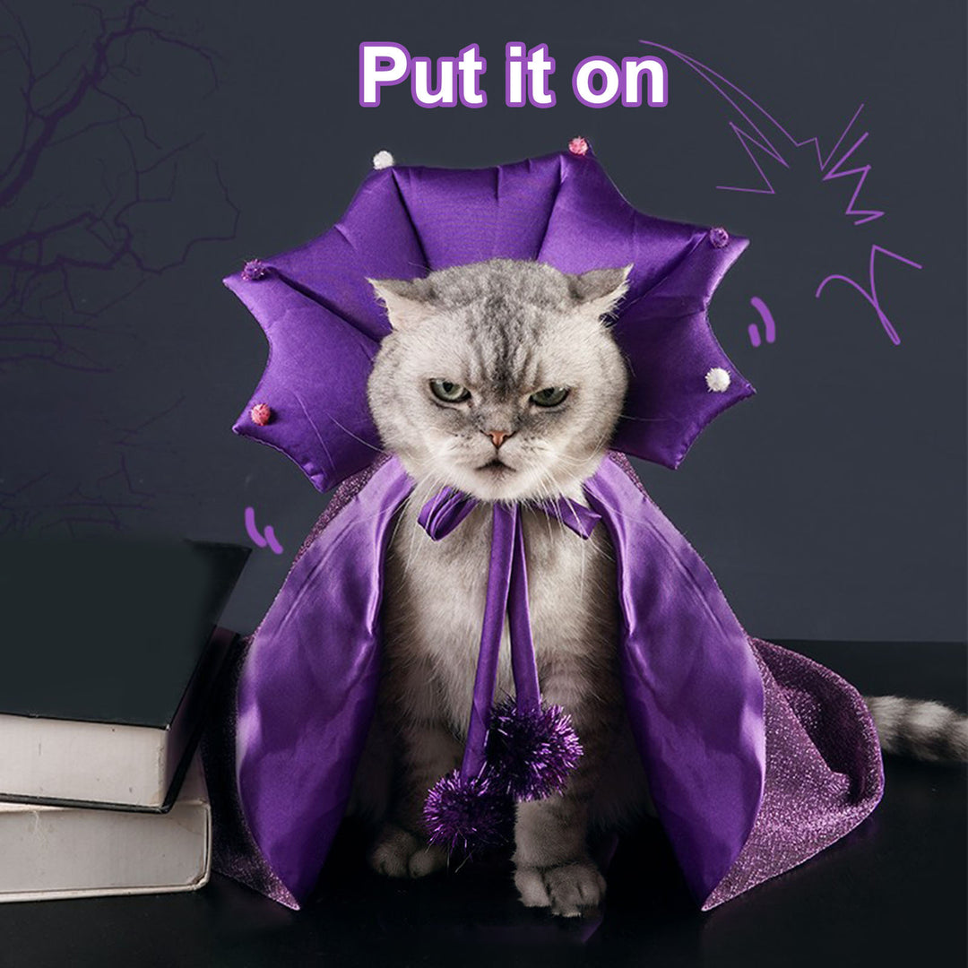 Halloween Pet Cloak for Small Dog Cat Kitten Adjustable Witch Cloak Hat Set Halloween Parties Costume Cat Dress-up Image 2