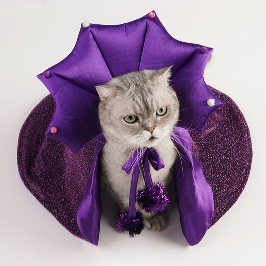 Halloween Pet Cloak for Small Dog Cat Kitten Adjustable Witch Cloak Hat Set Halloween Parties Costume Cat Dress-up Image 4