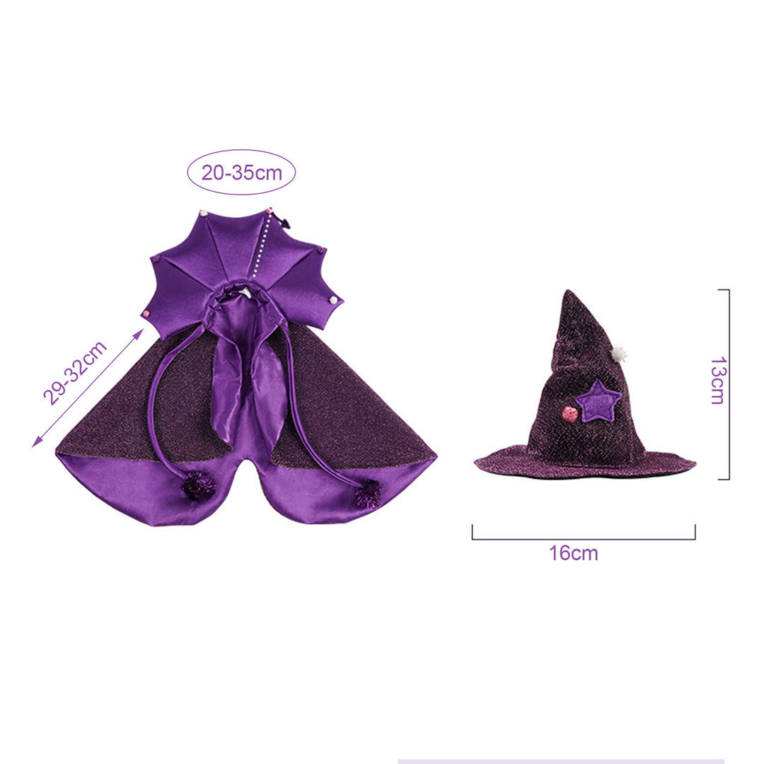 Halloween Pet Cloak for Small Dog Cat Kitten Adjustable Witch Cloak Hat Set Halloween Parties Costume Cat Dress-up Image 6