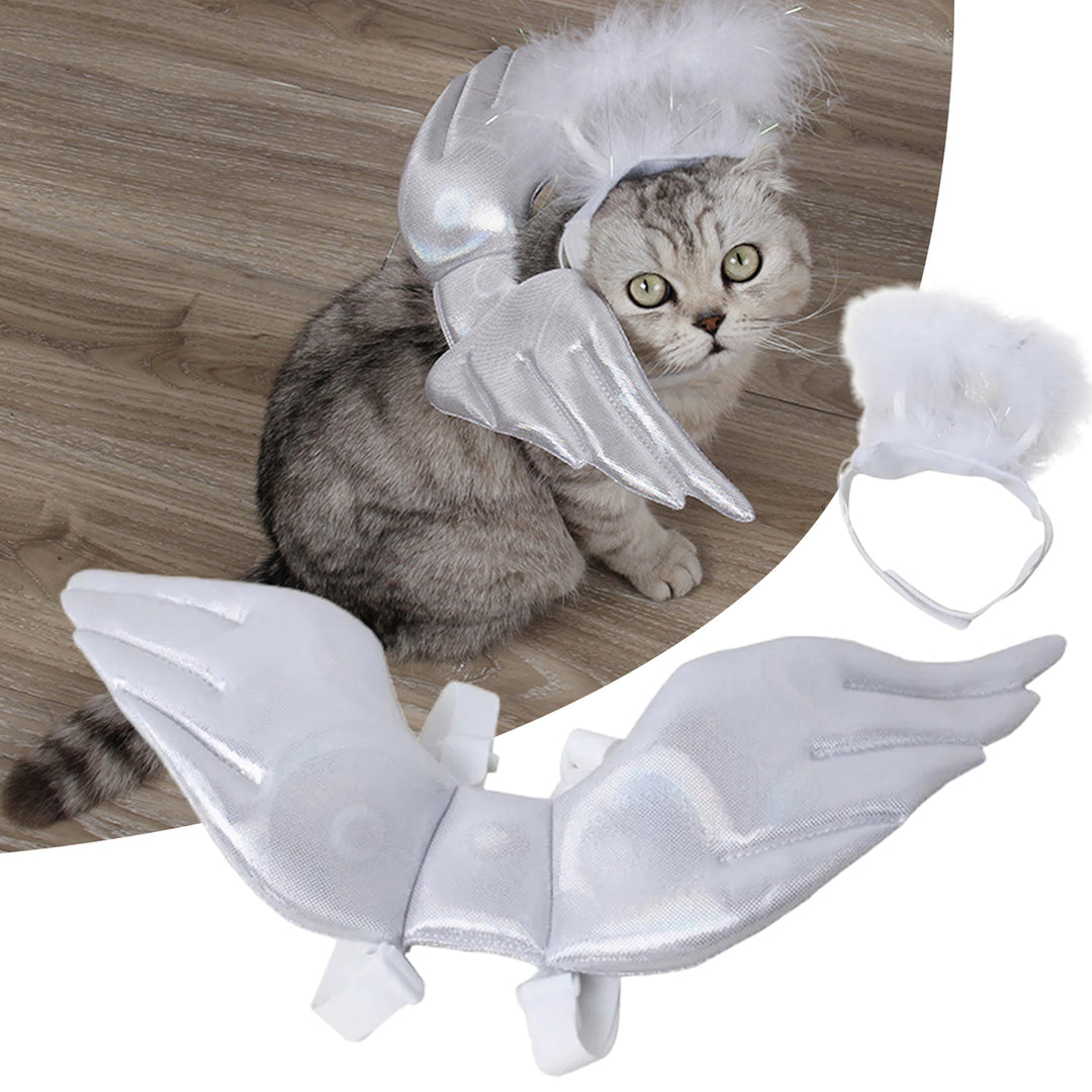 Pet Clothes Adjustable Pet Costume Set with Angel Wings Adorable for Photography Parties And Holidays Image 1