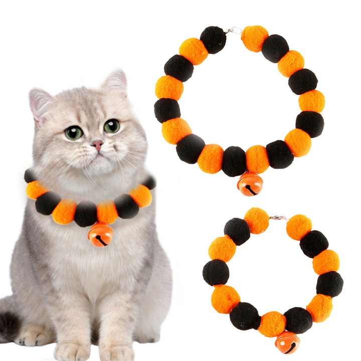 Halloween Pet Collar Exquisite Workmanship Pet Plush Ball Necklace Comfortable Cat Dog Neck Strap Pet Supply Image 1