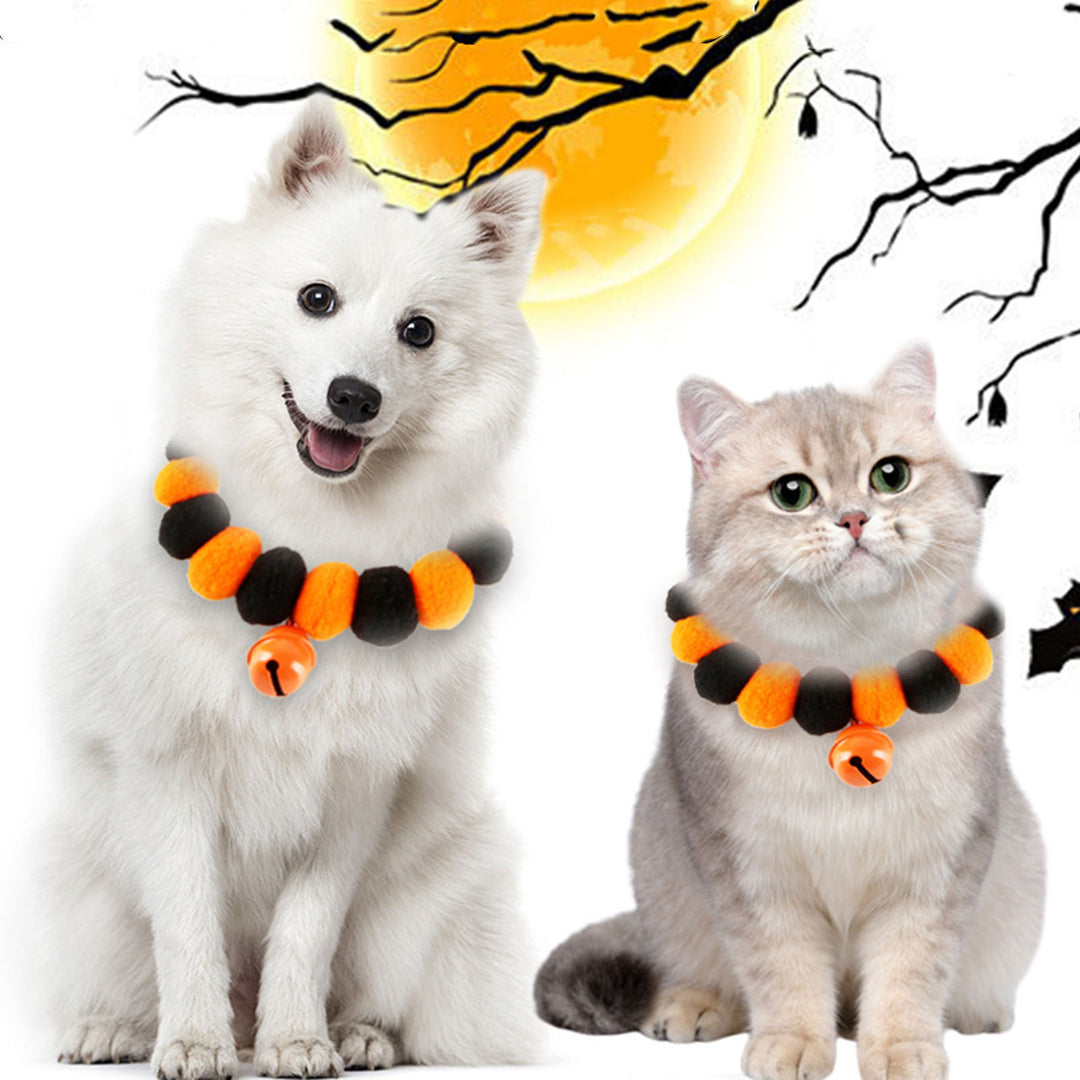 Halloween Pet Collar Exquisite Workmanship Pet Plush Ball Necklace Comfortable Cat Dog Neck Strap Pet Supply Image 2