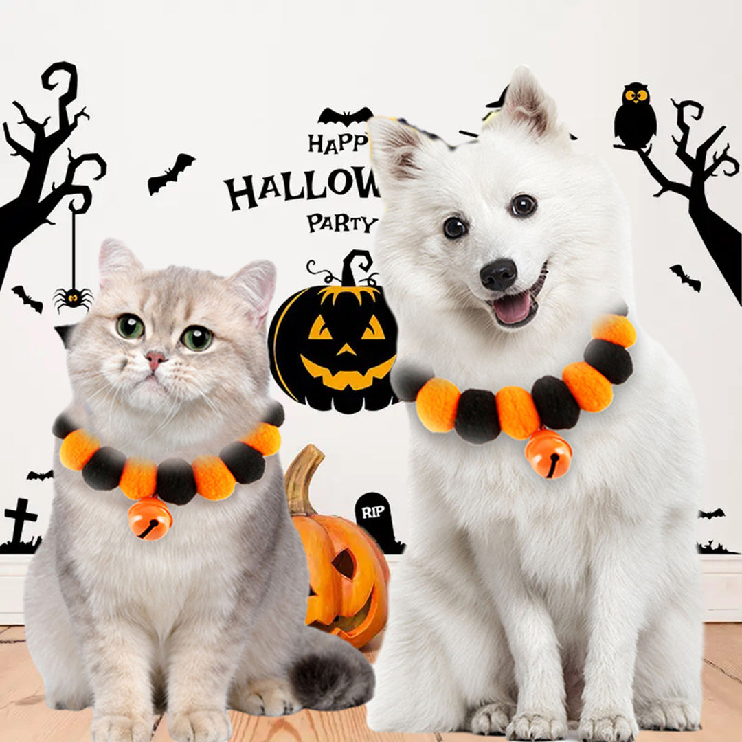 Halloween Pet Collar Exquisite Workmanship Pet Plush Ball Necklace Comfortable Cat Dog Neck Strap Pet Supply Image 3