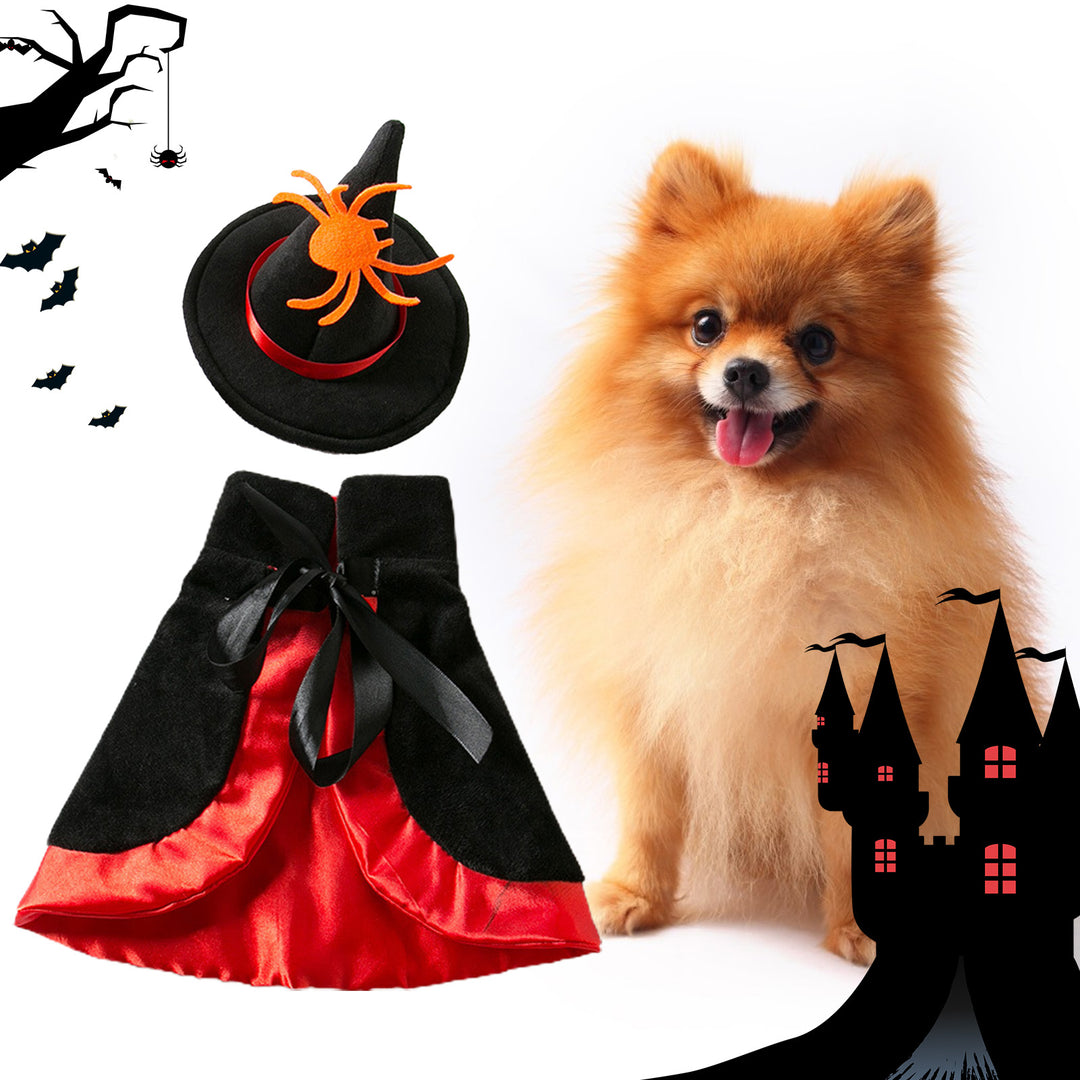 1 Set Halloween Pet Costume Breathable Comfortable Adjustable Dogs Cats Wizard Hat Cloak Set Pet Supplies Image 4