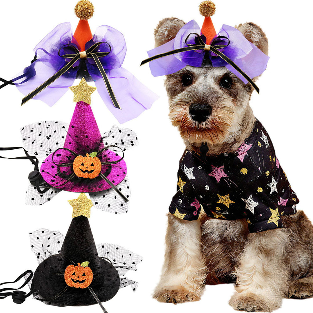 Pet Hat Halloween Spooky Style Bow Tie Decoration Adjustable Design Create Atmosphere Hat Cute Cat Dog Accessories Image 4