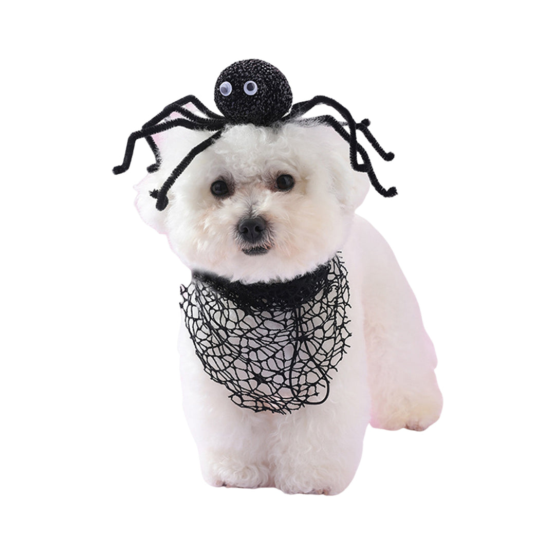 Dog Halloween Hairband Scarf Set Festive Spider Hair Decoration Collar Set Cosplay Costume Pet Accessories for Parties Image 9