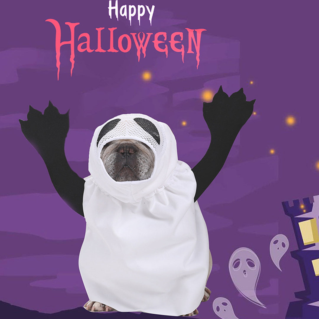 Halloween Dog Ghost Costume Pet Dress Up As A Ghost Outfit for Small Medium Large Dogs Halloween Cosplay Party Dog Image 4