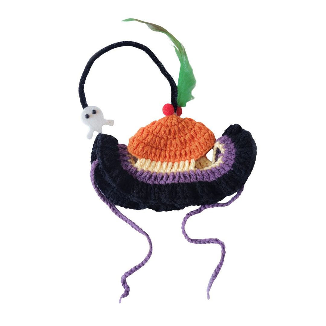 Hand-Knitted Cat Hat Elastic Lace-Up Spider Ghost Cat Accessories Pet Party Dress-up Headwear for Kittens Puppies Image 1