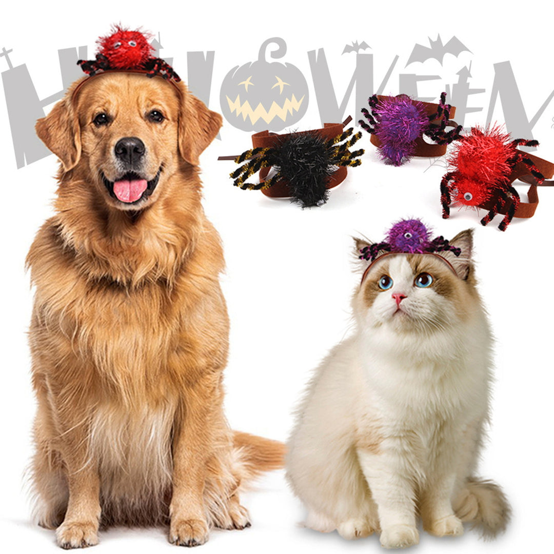 Halloween Pet Headwear Adjustable Spider Hairband Party Hair Hoop Accessory Pet Dress-up Costume Prop for Cats/Dogs Image 4