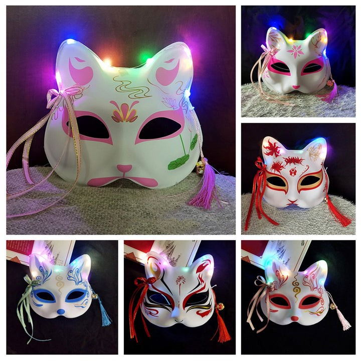 Anime Fox Masque Japanese Style Unique Handmade Design Face Masque for Halloween Masquerade Parties Image 1