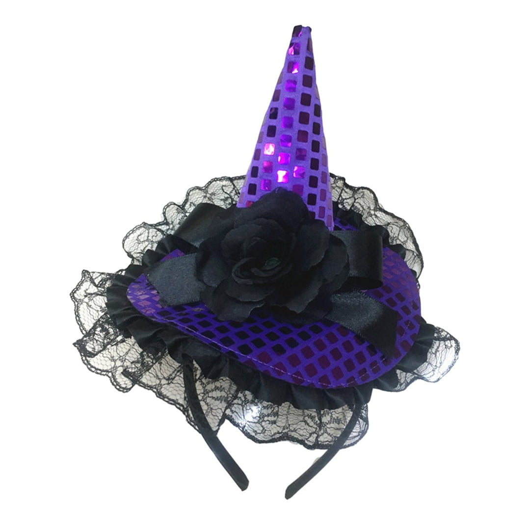 Girls Halloween Headband Lace Witch Hat Hair Hoop Masquerade Cosplay Party Props Funny Halloween Costume Hair Image 3