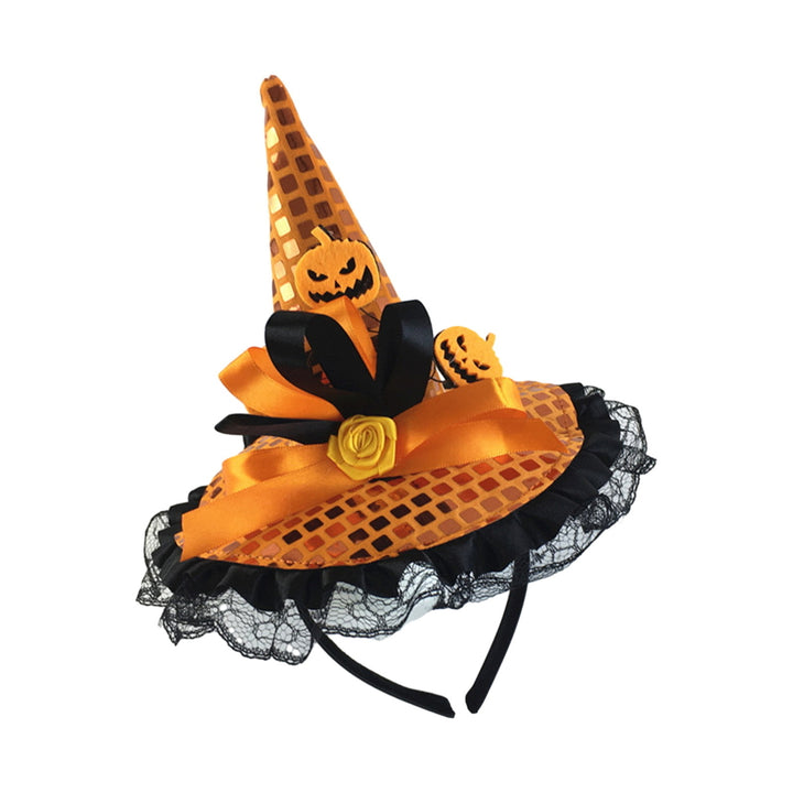 Girls Halloween Headband Lace Witch Hat Hair Hoop Masquerade Cosplay Party Props Funny Halloween Costume Hair Image 4