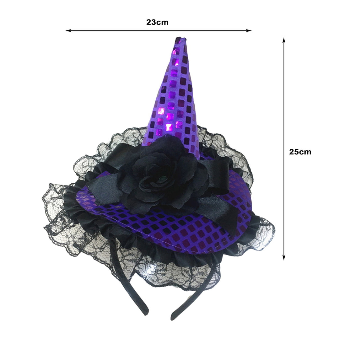 Girls Halloween Headband Lace Witch Hat Hair Hoop Masquerade Cosplay Party Props Funny Halloween Costume Hair Image 11