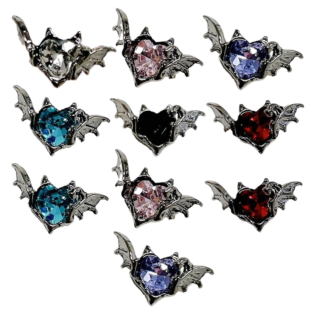 10Pcs Nail Charms Dark Style Bat Love Wings Luxury Jewelry Alloy Sturdy Nail Art Accessories for Manicure Image 2