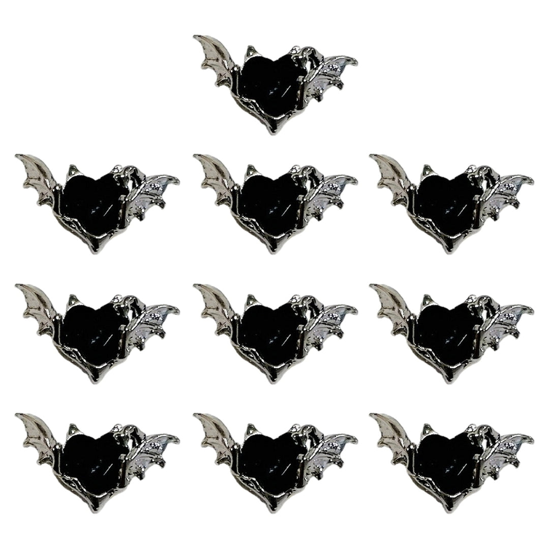 10Pcs Nail Charms Dark Style Bat Love Wings Luxury Jewelry Alloy Sturdy Nail Art Accessories for Manicure Image 3