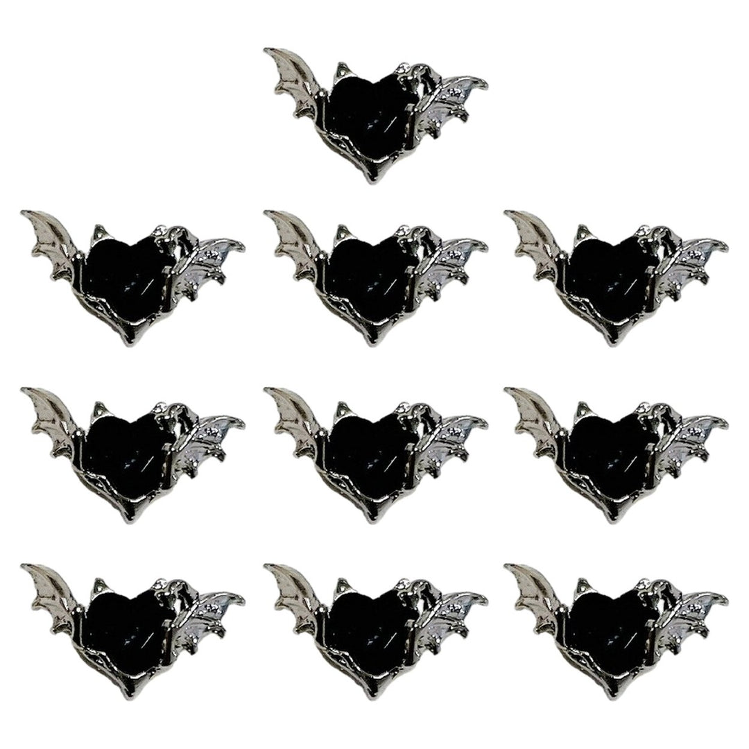 10Pcs Nail Charms Dark Style Bat Love Wings Luxury Jewelry Alloy Sturdy Nail Art Accessories for Manicure Image 1