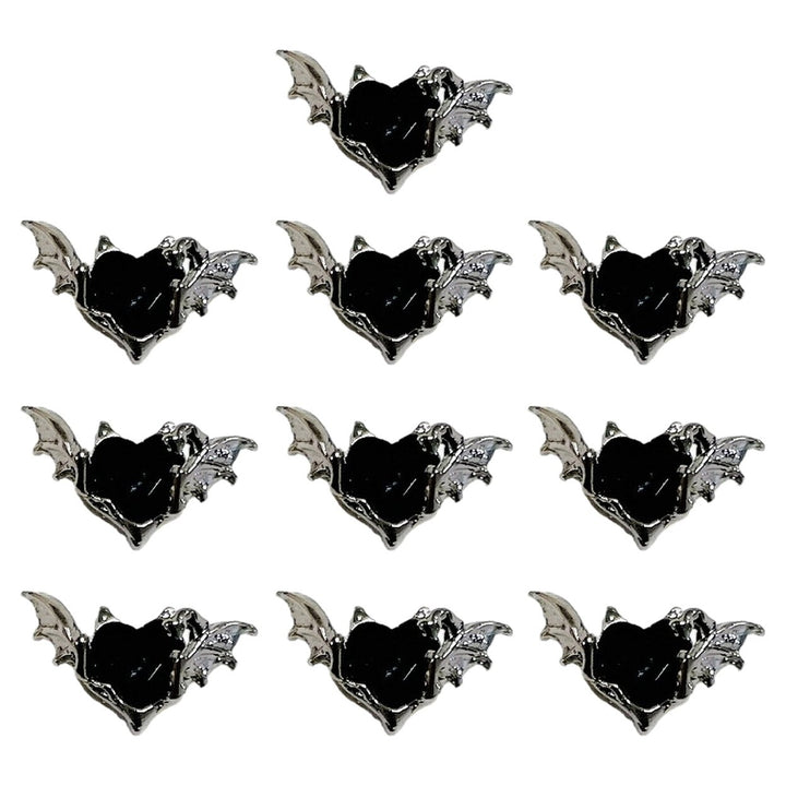 10Pcs Nail Charms Dark Style Bat Love Wings Luxury Jewelry Alloy Sturdy Nail Art Accessories for Manicure Image 1