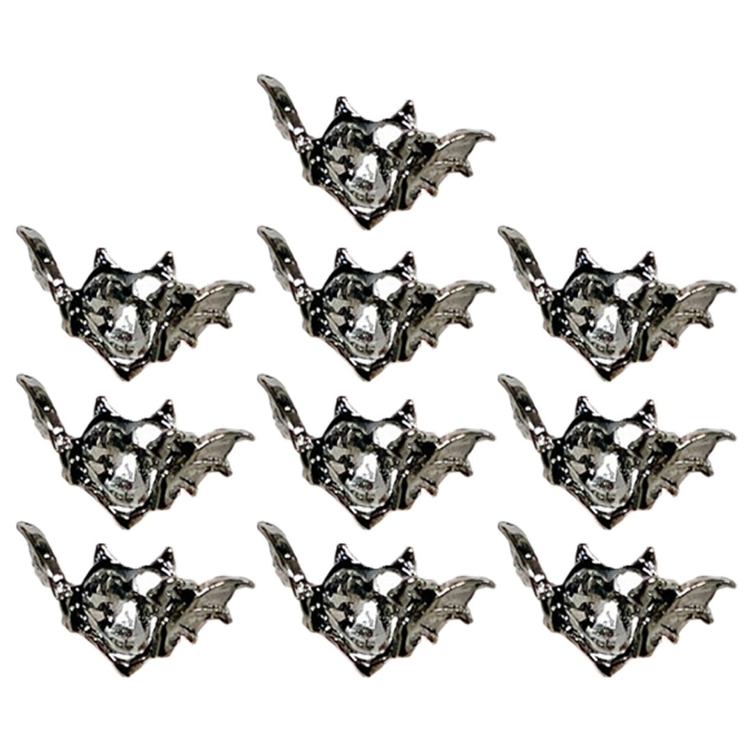 10Pcs Nail Charms Dark Style Bat Love Wings Luxury Jewelry Alloy Sturdy Nail Art Accessories for Manicure Image 4