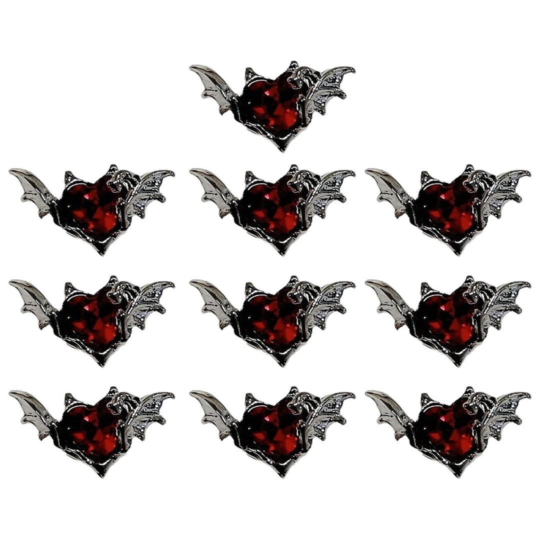 10Pcs Nail Charms Dark Style Bat Love Wings Luxury Jewelry Alloy Sturdy Nail Art Accessories for Manicure Image 1