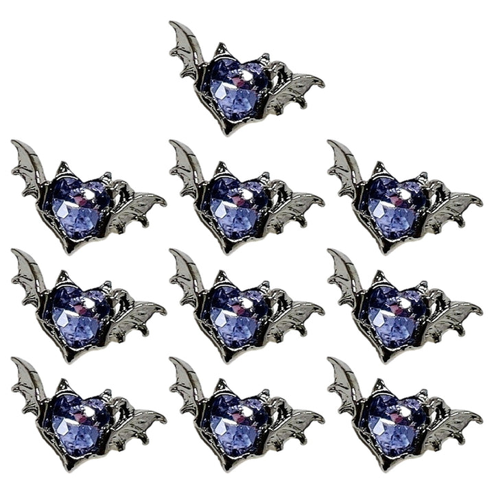 10Pcs Nail Charms Dark Style Bat Love Wings Luxury Jewelry Alloy Sturdy Nail Art Accessories for Manicure Image 7