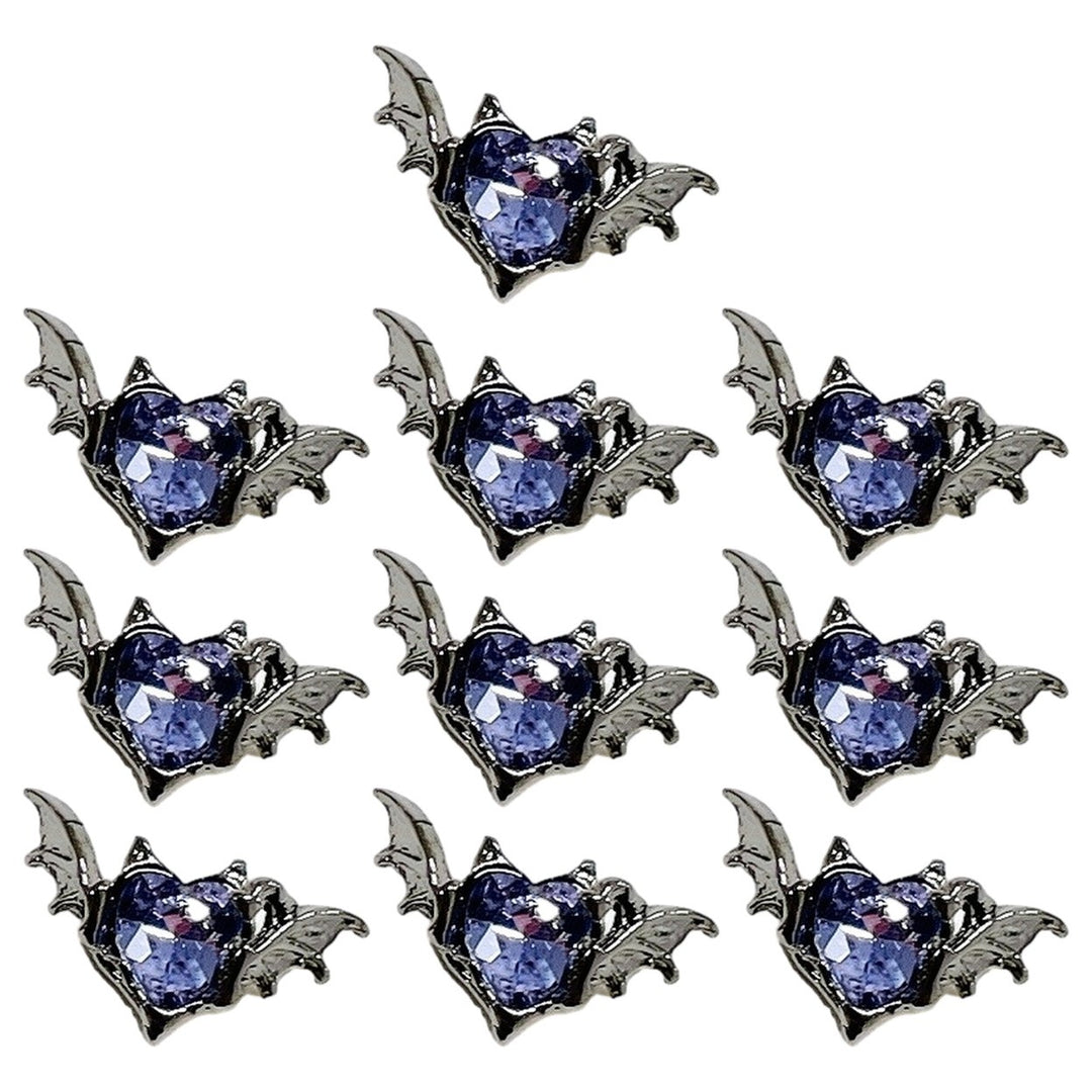 10Pcs Nail Charms Dark Style Bat Love Wings Luxury Jewelry Alloy Sturdy Nail Art Accessories for Manicure Image 1