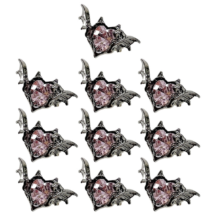 10Pcs Nail Charms Dark Style Bat Love Wings Luxury Jewelry Alloy Sturdy Nail Art Accessories for Manicure Image 8