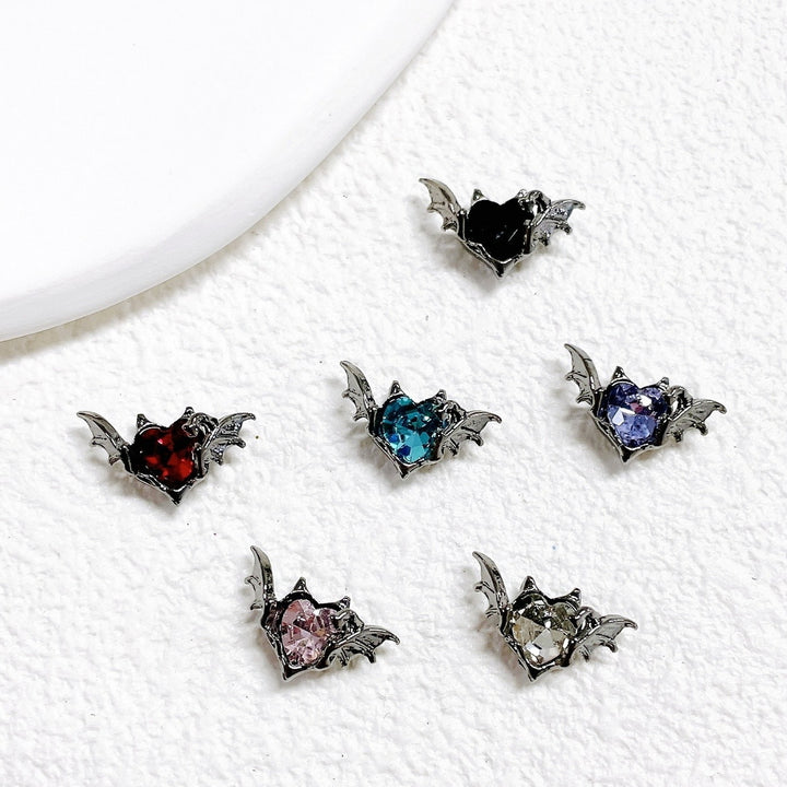 10Pcs Nail Charms Dark Style Bat Love Wings Luxury Jewelry Alloy Sturdy Nail Art Accessories for Manicure Image 11