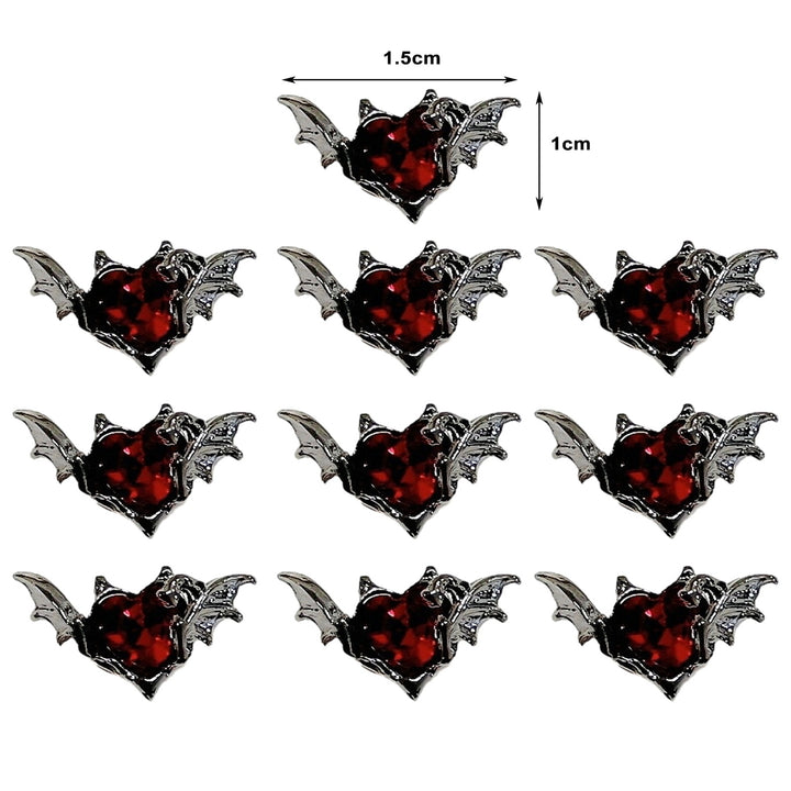 10Pcs Nail Charms Dark Style Bat Love Wings Luxury Jewelry Alloy Sturdy Nail Art Accessories for Manicure Image 12