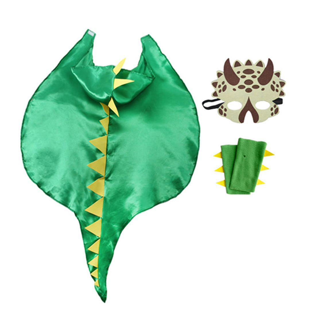 Kids Halloween Costumes Party Cosplay Cloak Bright Color Hooded Face Masque Loose Smooth Animal Suit Dinosaur Cape Image 4