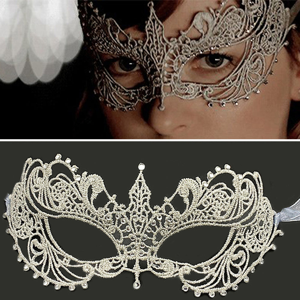 Halloween Eye Cover Exquisite Lace Half-Face Masque with Rhinestone Decoration for Party Cosplay Stage Accessory Image 2