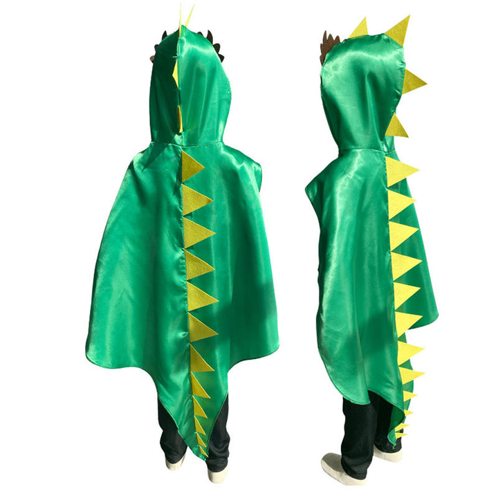 Kids Halloween Costumes Party Cosplay Cloak Bright Color Hooded Face Masque Loose Smooth Animal Suit Dinosaur Cape Image 8