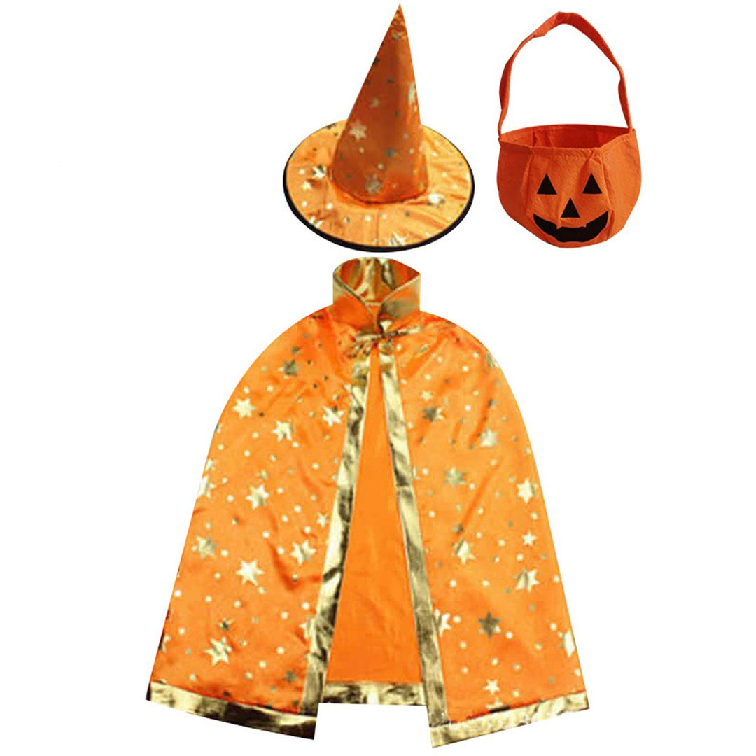 Adjustable Halloween Cape Pentagram Printing with Wizard Hat Hand Bag Comfortable Breathable Costume Image 7