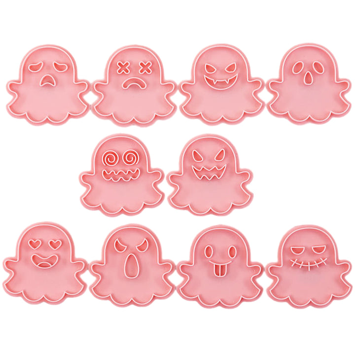 10Pcs Biscuit Mold Halloween Ghost Shaped Cookie Cutters Chocolate Fondant Baking Mold for Home Kitchen Image 2