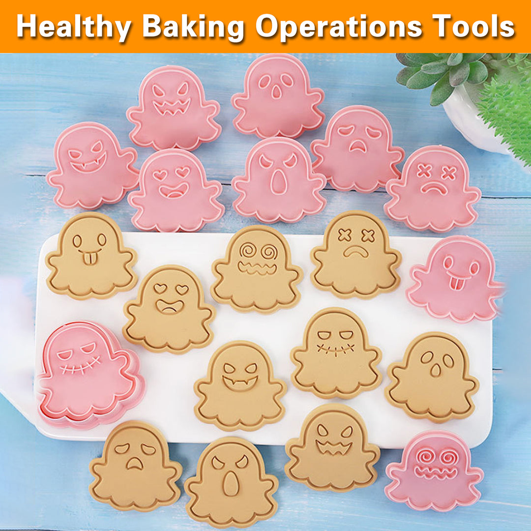 10Pcs Biscuit Mold Halloween Ghost Shaped Cookie Cutters Chocolate Fondant Baking Mold for Home Kitchen Image 4