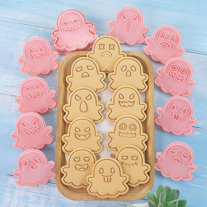 10Pcs Biscuit Mold Halloween Ghost Shaped Cookie Cutters Chocolate Fondant Baking Mold for Home Kitchen Image 4