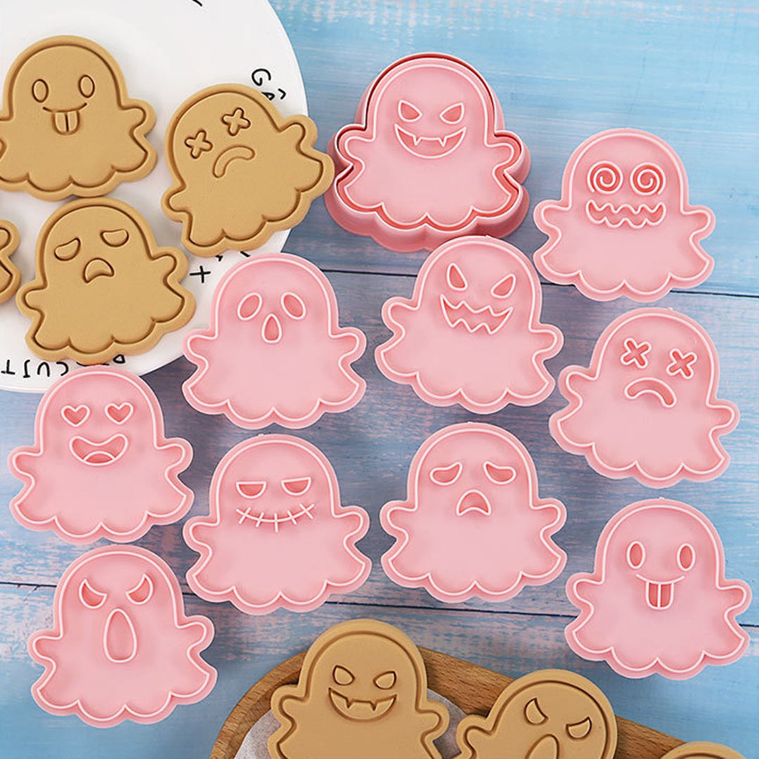 10Pcs Biscuit Mold Halloween Ghost Shaped Cookie Cutters Chocolate Fondant Baking Mold for Home Kitchen Image 8