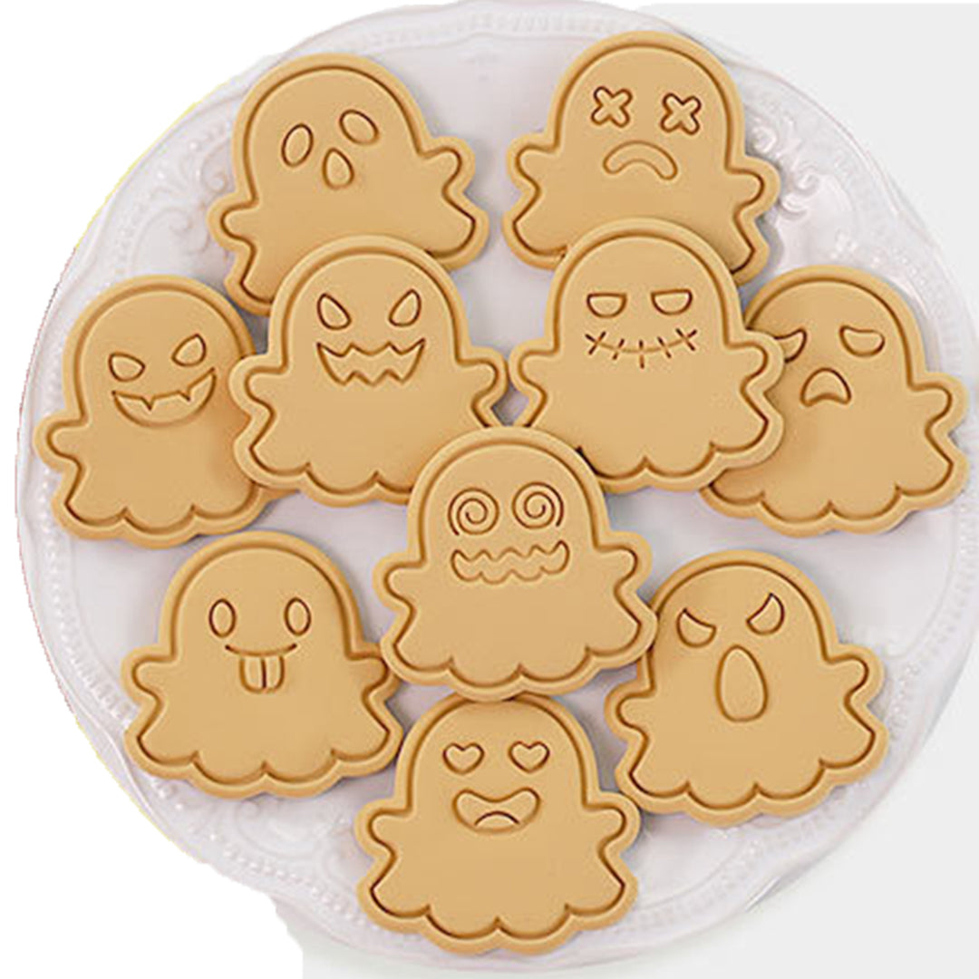 10Pcs Biscuit Mold Halloween Ghost Shaped Cookie Cutters Chocolate Fondant Baking Mold for Home Kitchen Image 11