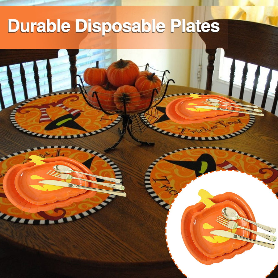 10Pcs Halloween Pumpkin Paper Plates Festive Tableware Halloween Thanksgiving Oil Resistant Dinner Plates for Harvest Image 1