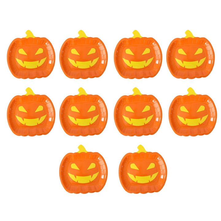 10Pcs Halloween Pumpkin Paper Plates Festive Tableware Halloween Thanksgiving Oil Resistant Dinner Plates for Harvest Image 1