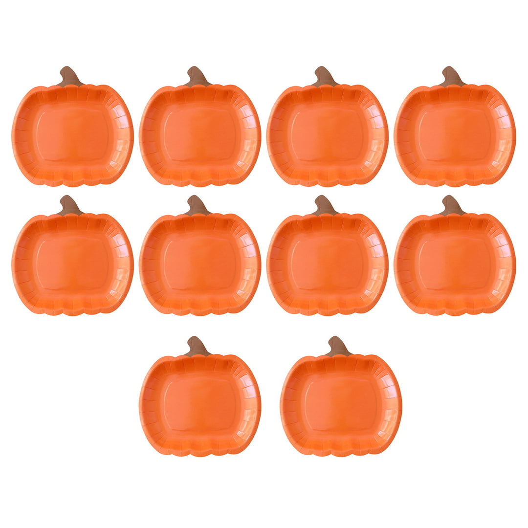 10Pcs Halloween Pumpkin Paper Plates Festive Tableware Halloween Thanksgiving Oil Resistant Dinner Plates for Harvest Image 4