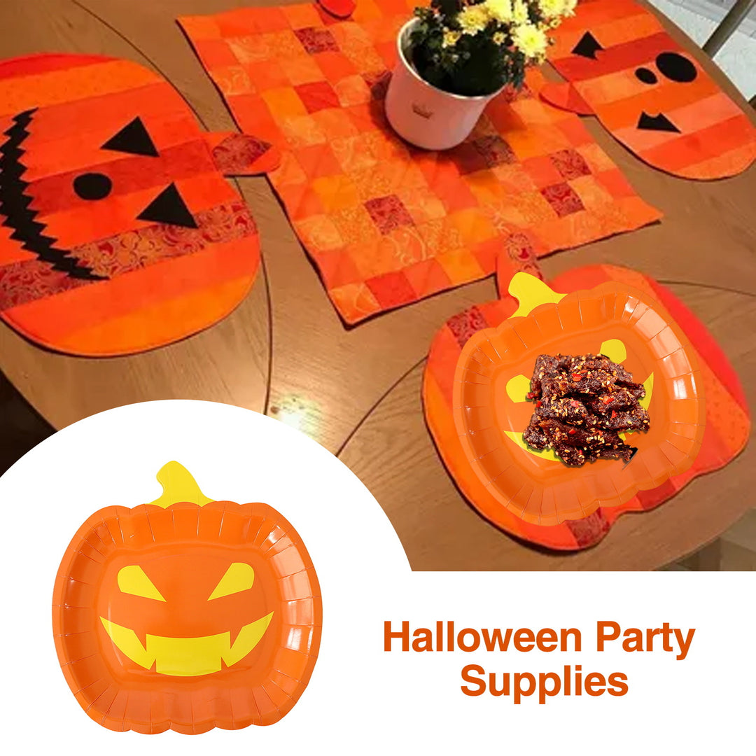 10Pcs Halloween Pumpkin Paper Plates Festive Tableware Halloween Thanksgiving Oil Resistant Dinner Plates for Harvest Image 7