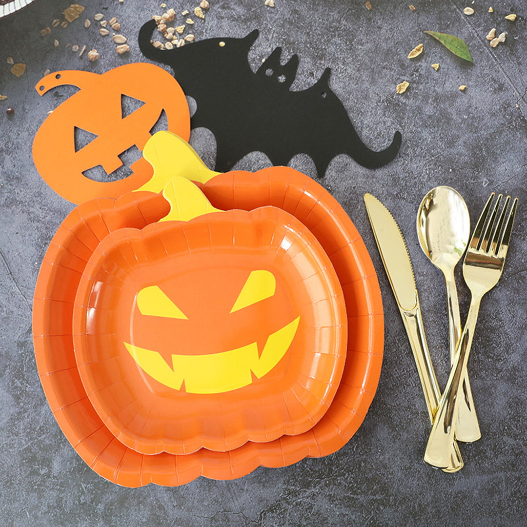 10Pcs Halloween Pumpkin Paper Plates Festive Tableware Halloween Thanksgiving Oil Resistant Dinner Plates for Harvest Image 8