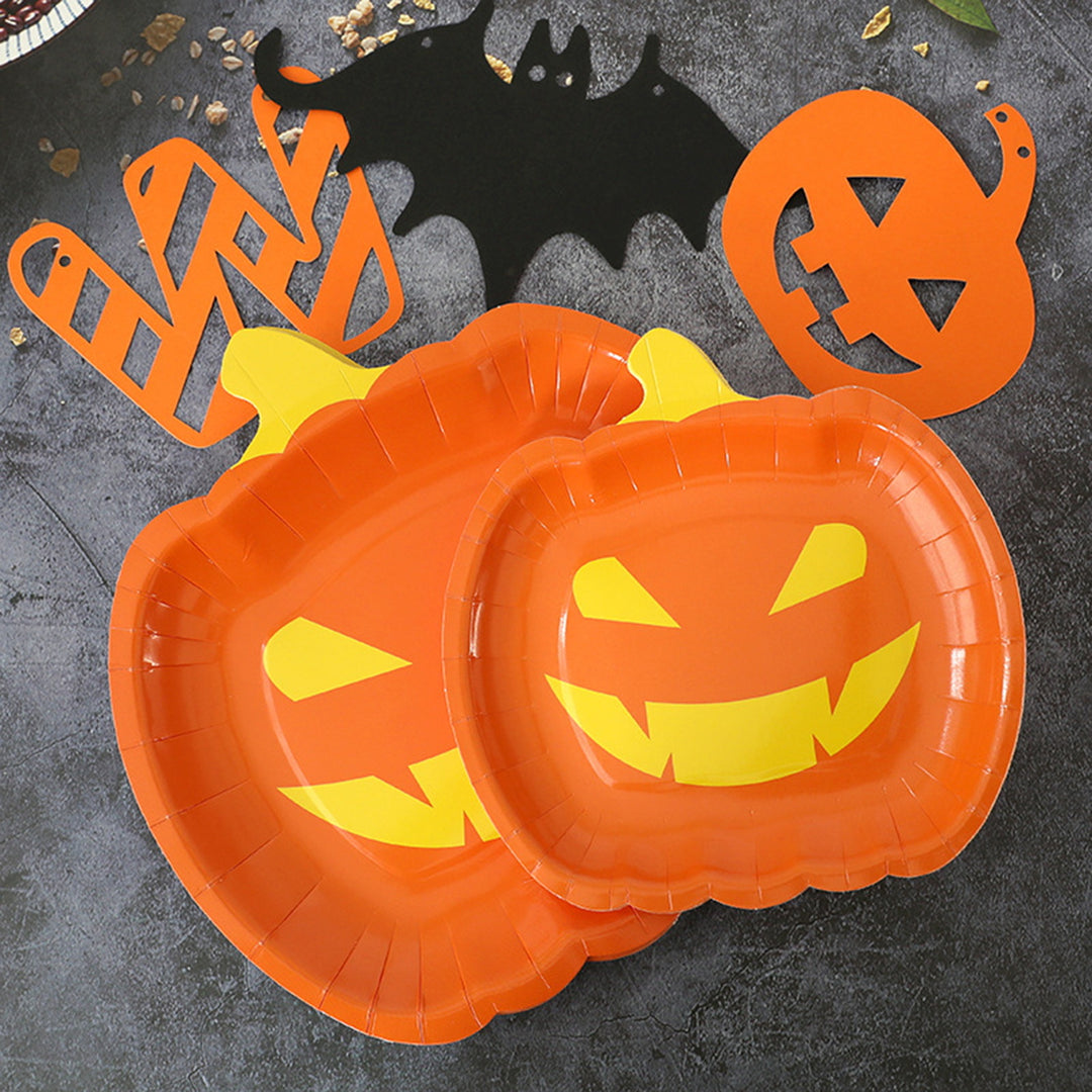 10Pcs Halloween Pumpkin Paper Plates Festive Tableware Halloween Thanksgiving Oil Resistant Dinner Plates for Harvest Image 9