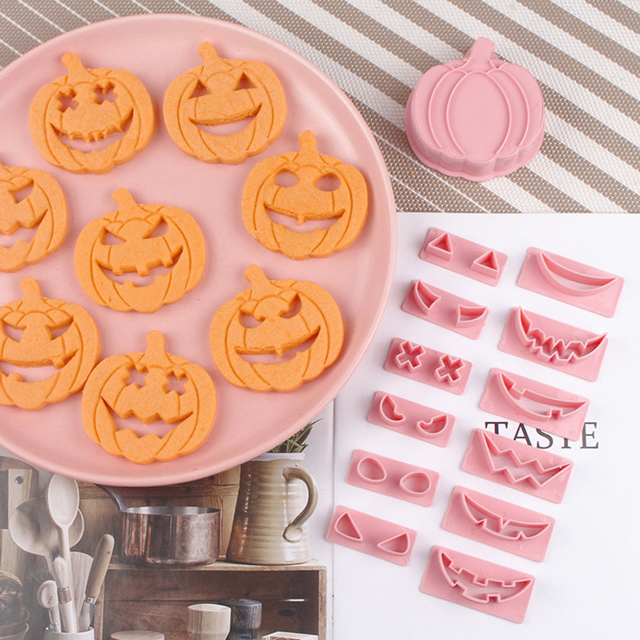 13Pcs Halloween Cookie Cutters Pumpkin Face Biscuit Molds Easy Clean Non-Stick Food Grade Material Reusable Biscuit Image 1