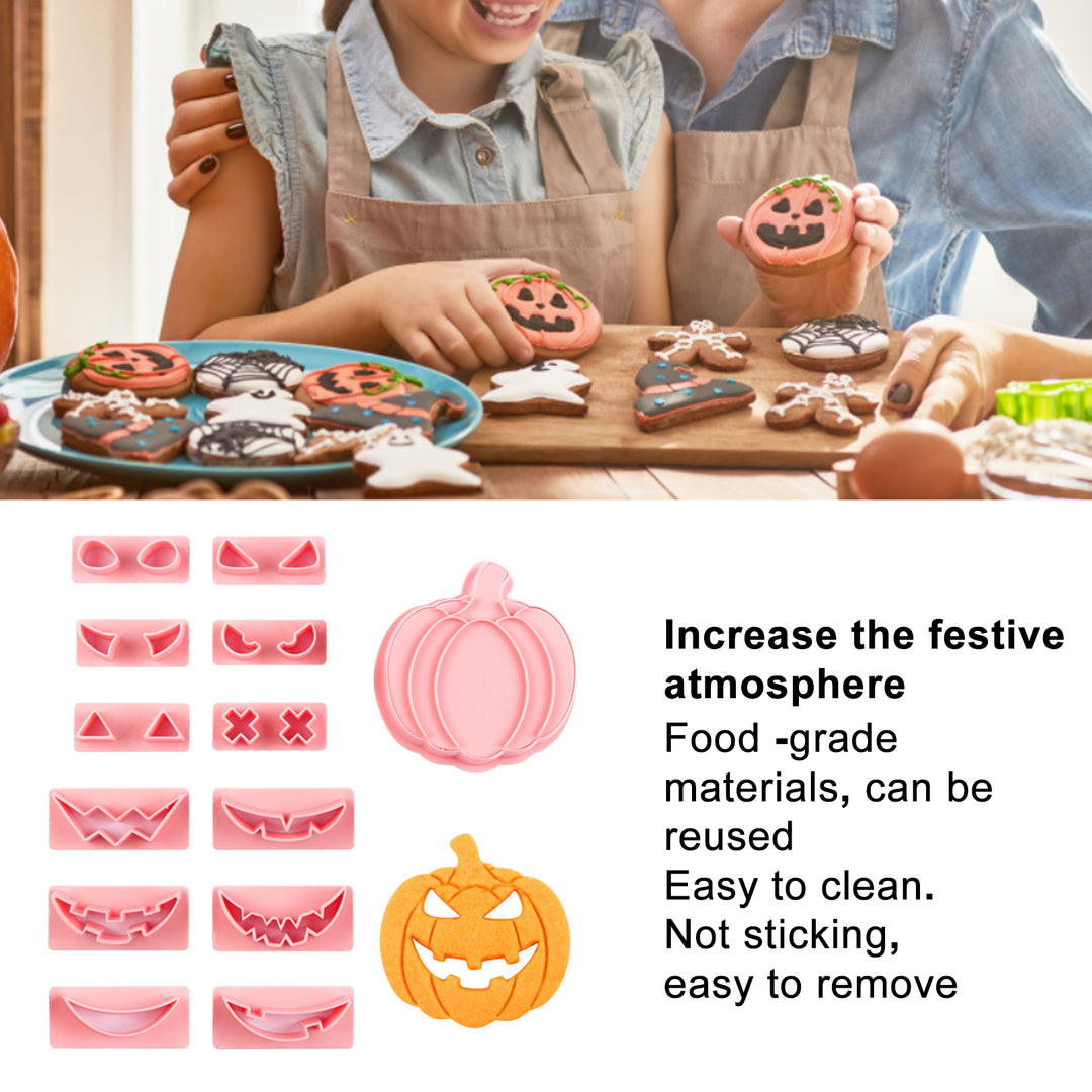 13Pcs Halloween Cookie Cutters Pumpkin Face Biscuit Molds Easy Clean Non-Stick Food Grade Material Reusable Biscuit Image 4