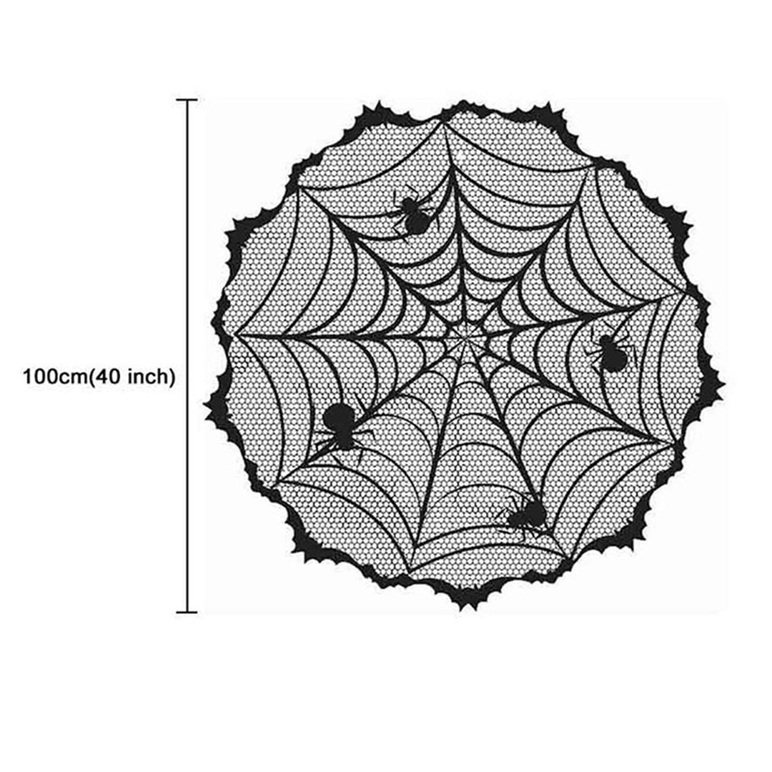 Halloween Spider Web Tablecloth Lace Design Realistic Create Scary Atmosphere Round Tablecloth Home Decoration Image 6