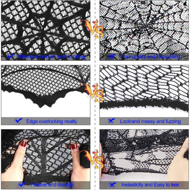 Halloween Spider Web Tablecloth Lace Design Realistic Create Scary Atmosphere Round Tablecloth Home Decoration Image 9